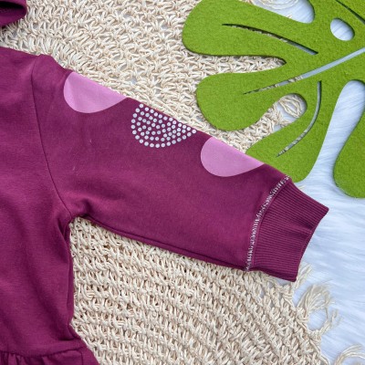 Conj. Jaqueta com Corações nas Mangas e Calça Legging - Uva e Rose